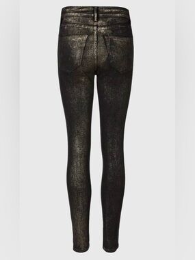AllSaints Miller Mid-Rise Snake Skinny Jeans Gold Metallic 28